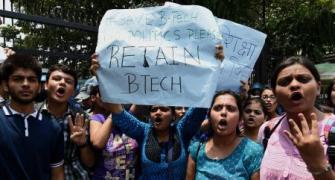 DU BTech students protest against scrapping of course
