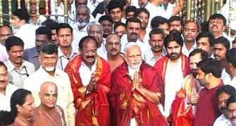 Modi offers prayers at Sri Venkateswara shrine