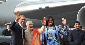 US President Barack Obama arrives in India
