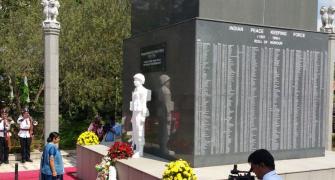 Swaraj honours martyred Indian soldiers at IPKF memorial