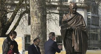 Mahatma stands tall next to Churchill in London