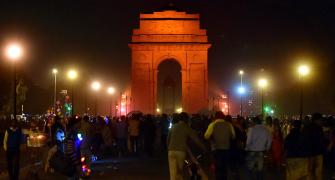 India Gate goes orange for UN's violence against women
