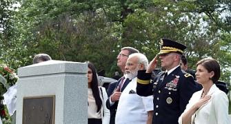 PHOTOS: At Arlington cemetery, Modi pays homage to Kalpana Chawla
