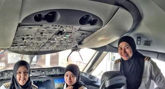 All-female crew lands in Saudi where women aren't allowed to drive