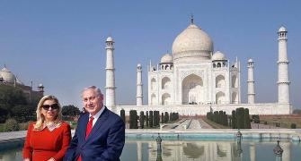 On Day 3 of visit, Netanyahu visits Taj