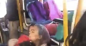 WATCH: Kids cower in fear as anti-Padmaavat protesters pelt school bus