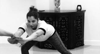 Sania practises prenatal yoga, gets praise from Maneka Gandhi