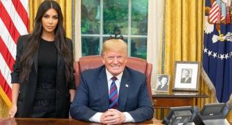 US President Trump meets Kim. Kim Kardashian, not Jong-un