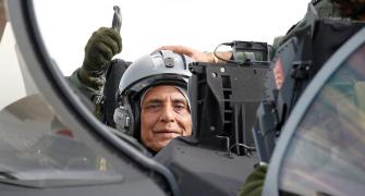 Rajnath flies on India's first Rafale jet in France