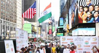 Indian tricolour hoisted for 1st time at Times Square