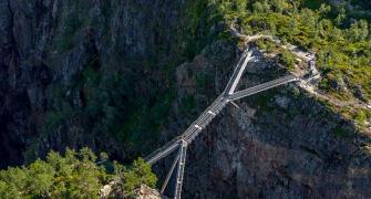 This bridge 'floats' over Norway's stunning waterfalls