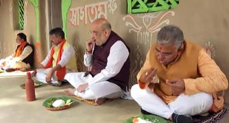 Amit Shah treated to Bengali dishes at farmer's house