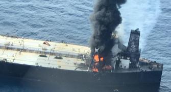 Tanker carrying crude to India catches fire off Lanka