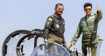 PIX: BJP's Tejasvi Surya flies Tejas fighter jet