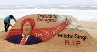 On Puri beach, a tribute to Milkha Singh
