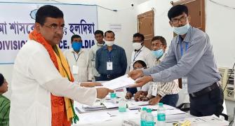 Suvendu files nomination against Mamata in Nandigram