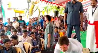 Rahul woos Tamil Nadu with push-ups, Aikido
