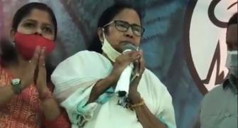 Injured Mamata stands up for national anthem