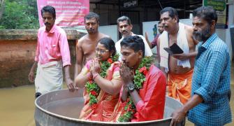 Kerala floods: Couple sails in vessel to get hitched