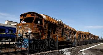 A Train Destroyed By A Russian Missile