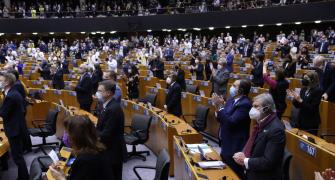 Zelenskyy addresses EU Parl, gets a standing ovation