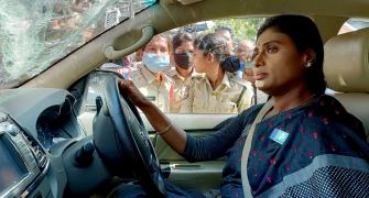 Cops tow away vehicle with Jagan's sister inside