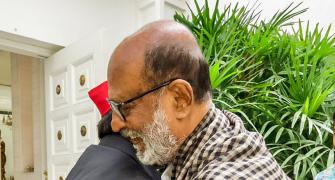 After Touching Yogi's Feet, Rajinikanth Hugs Akhilesh