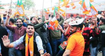 Dance, 'Dudh Abhishek': BJP, Cong celebrate poll win