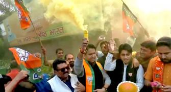 Celebrations begin as BJP surges ahead in 3 states 