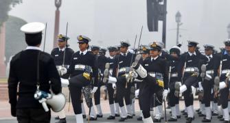 Navy Personnel Rehearse For R-Day Parade