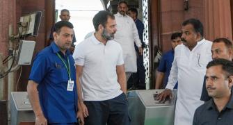 Rahul visits Parl for 1st time after disqualification