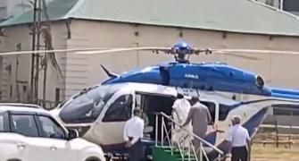 Mamata loses balance, falls while boarding helicopter
