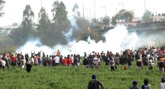Farmers face tear gas shells via drones, water cannons