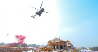 SEE: IAF choppers shower flower petals on Ram mandir