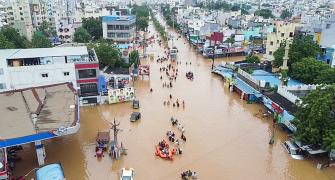 NDRF airdrops food, water in flood-hit Vijayawada