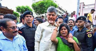 Naidu Uses A JCB To Meet Flood Affected