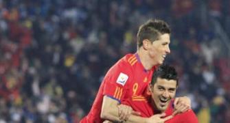 Images:Villa double gives Spain win over Honduras