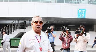 Mallya questions Indian media's credibility on arriving at India GP