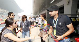Photos: Harbhajan Singh at Indian Grand Prix