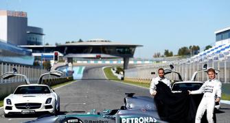 PHOTOS: Hamilton shows off his new Mercedes F1 car