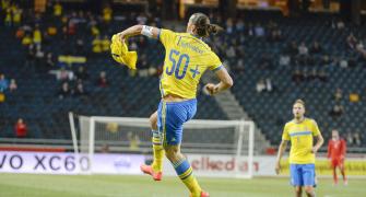 Ibrahimovic breaks 82-year record, scores 50th goal for Sweden