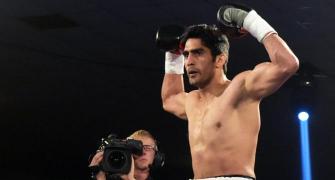 PHOTOS: Another knockout win for Vijender in pro boxing