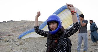 PHOTOS: Women paragliders soar through Kabul's skies
