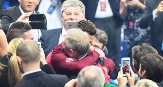 Ronaldo celebrates Euro win with Ferguson