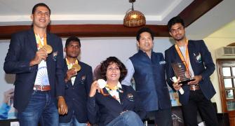 PHOTOS: Tendulkar felicitates Indian Paralympics medal winners