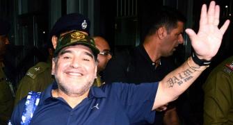 First Look: Maradona arrives in Kolkata sans fan-frenzy