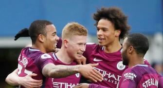 PICS: Manchester City one win from title after handsome win at Everton