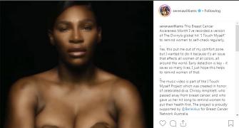 Serena goes topless to raise breast cancer awareness