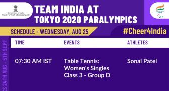 Tokyo Paralympics: India's schedule on Aug 25