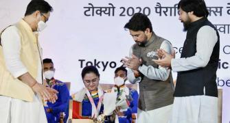 Sports Minister felicitates triumphant Paralympians